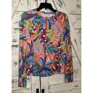 C&C California Top Small Womens Golf Sun Shirt 1/4 Zip Pink Tropical